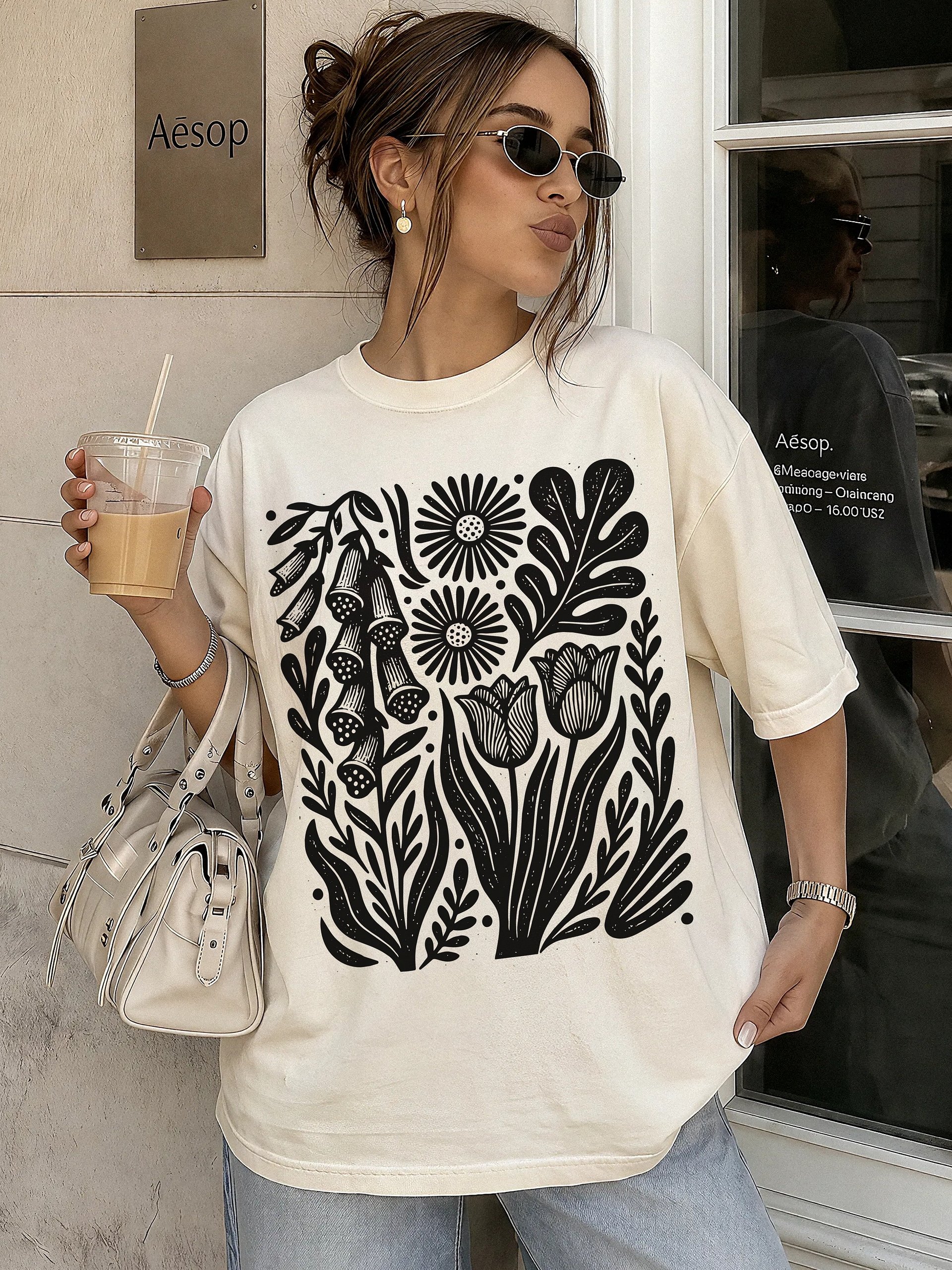 Linocut Floral Trump Protest Tee, Foxglove Tulip Daisy Botanical Liberal Progressive Comfort Colors T Shirt product image (1)