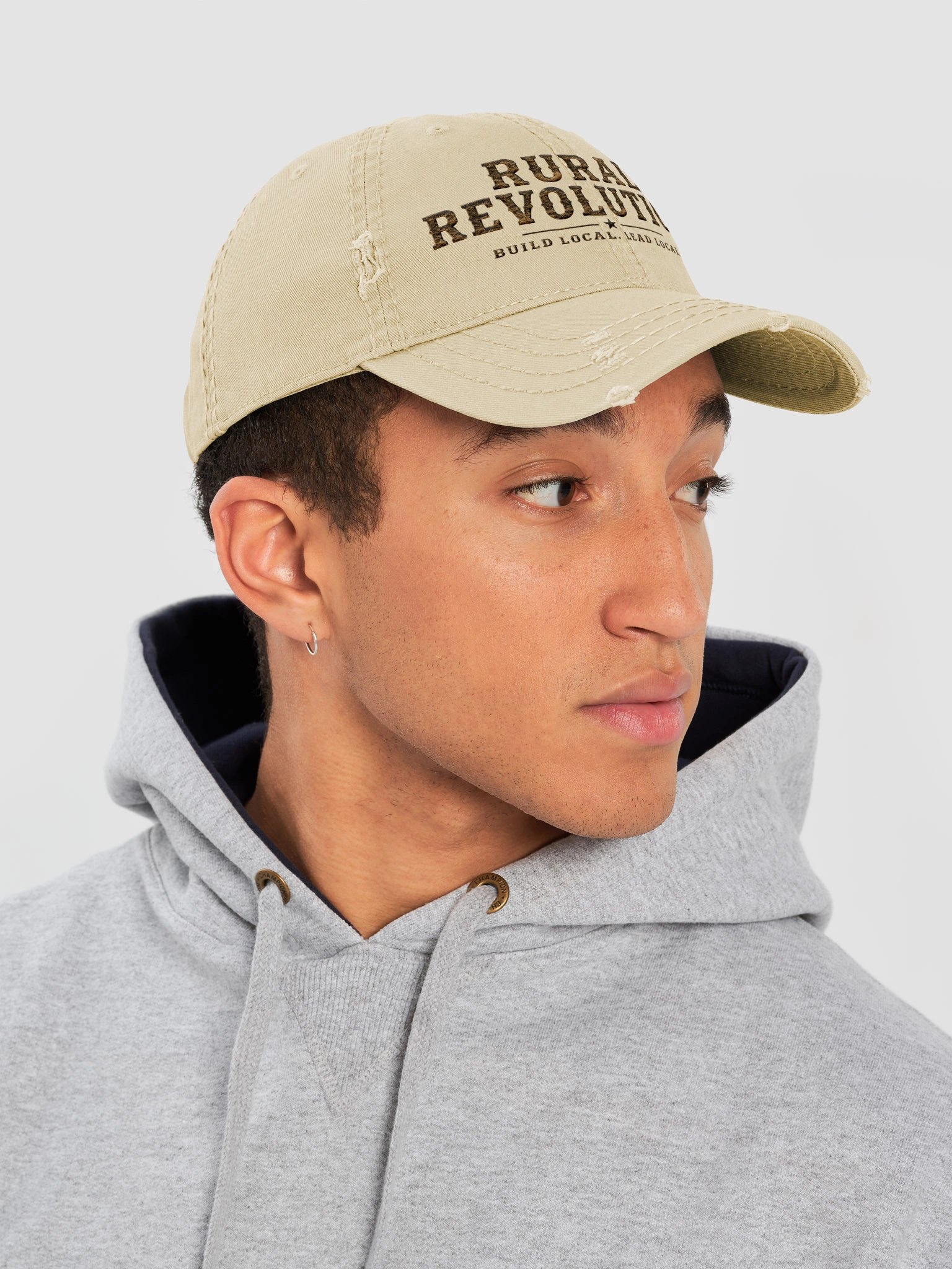 Rural Revolution “Build Local. Lead Local.” Distressed Dad Hat product image (8)