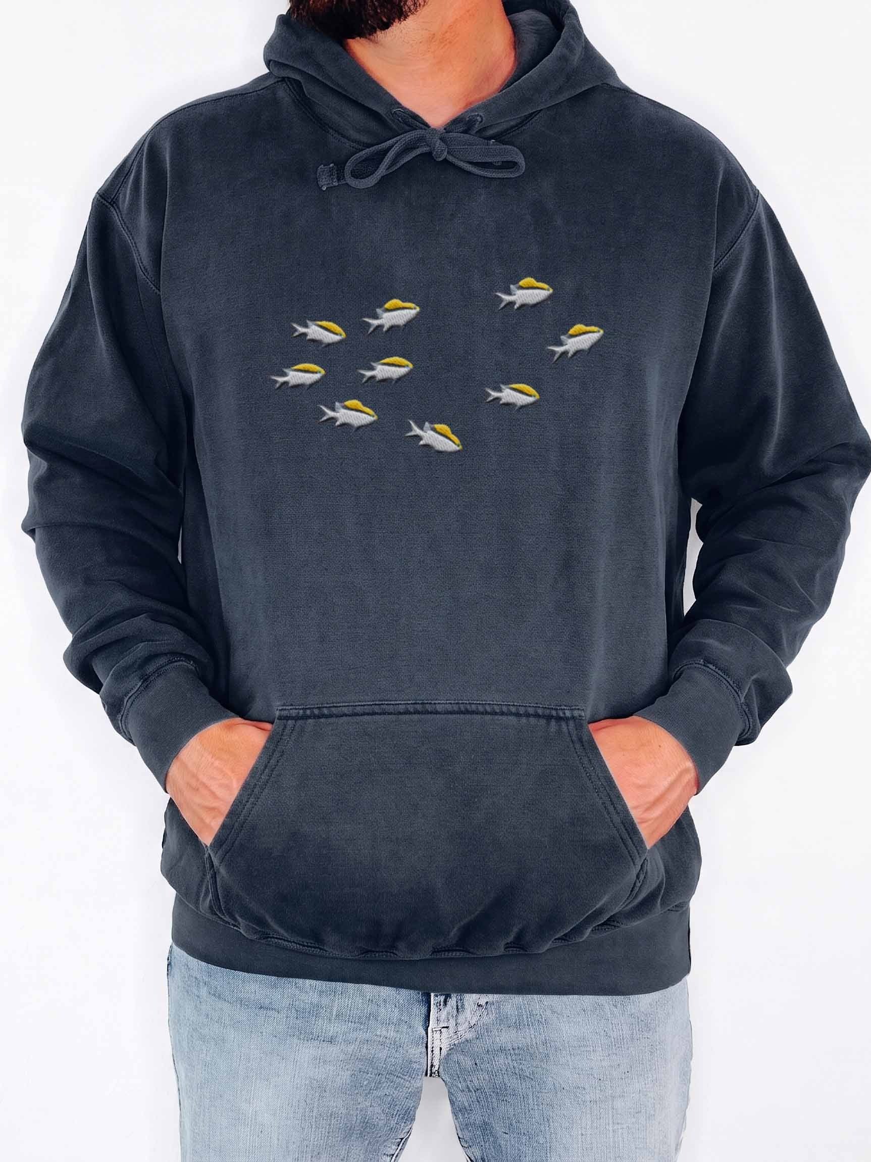 A School of Barrier Reef Chromis Embroidered Premium Hoodie | Saltwater Reef Aquarium Fish & Marine Life Apparel product image (2)