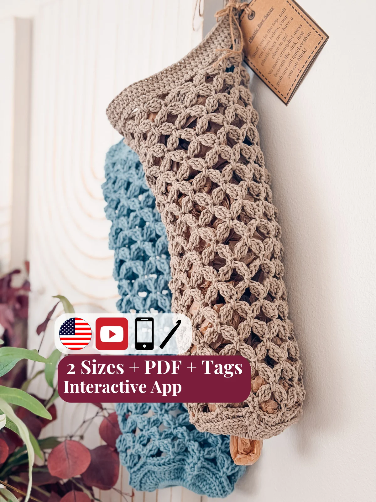 Circle Leaf Plastic Bag Holder Crochet Pattern product image (1)