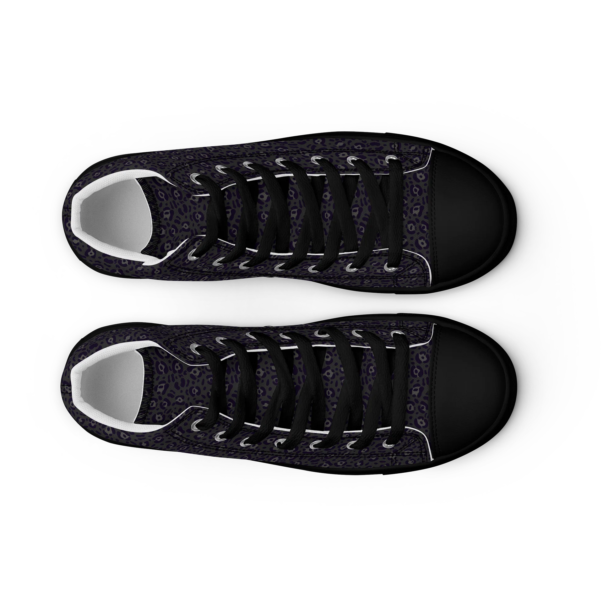 Black Leopard Print Women's High Top Canvas Shoes product image (12)