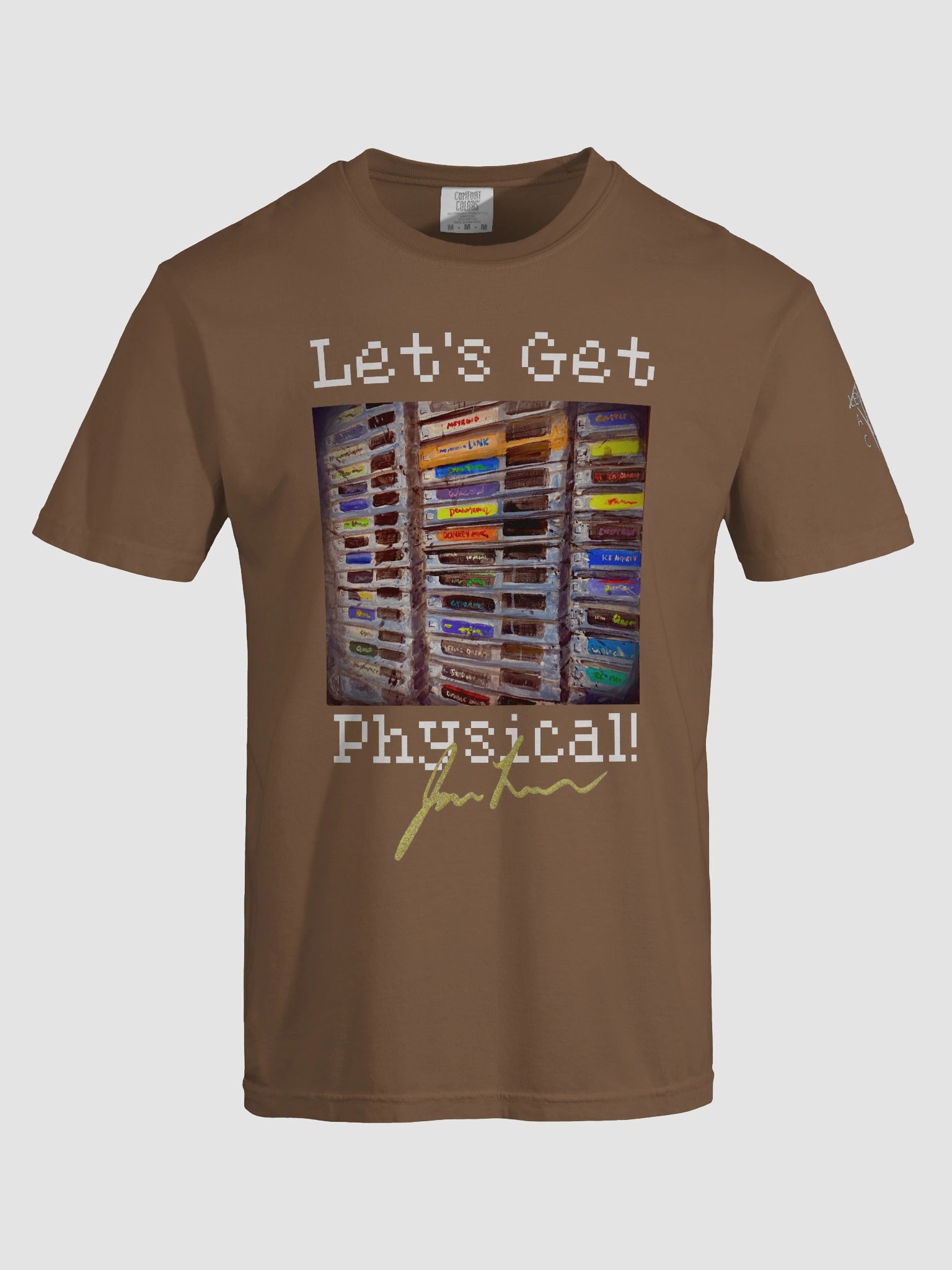 "Let's Get Physical!" Retro Video Game Cartridge Stack Tee product image (68)