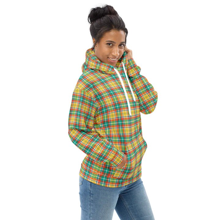 Yellow and Seafoam Green Plaid Hoodie product image (1)