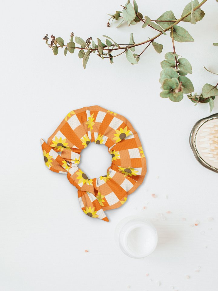 Sunflower Gingham Pattern-Orange Background Scrunchie product image (1)