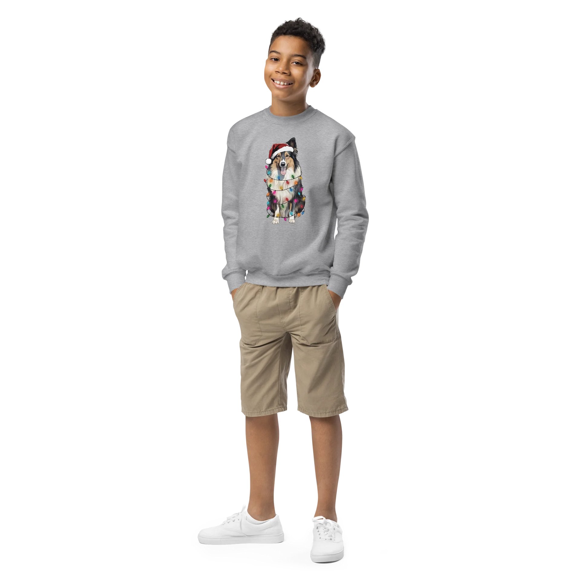 Funny Christmas Shetland Sheepdog(Tricolor 2) Youth Sweatshirt product image (1)