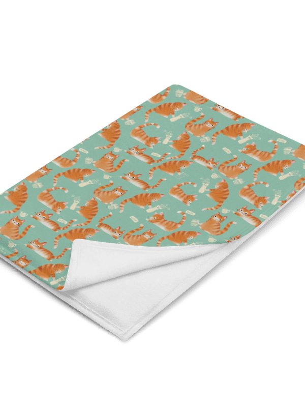 Bad Orange Tabby Cats Knocking Stuff Over Throw Blanket, Green product image (17)