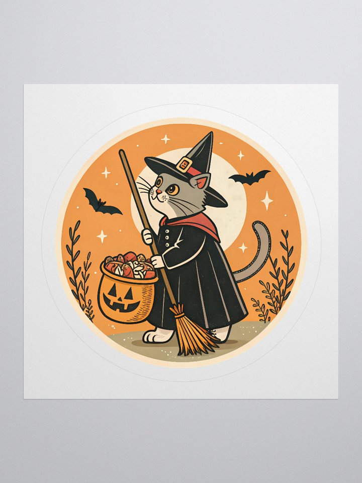 Witchy Cat Halloween Kiss Cut Sticker product image (2)