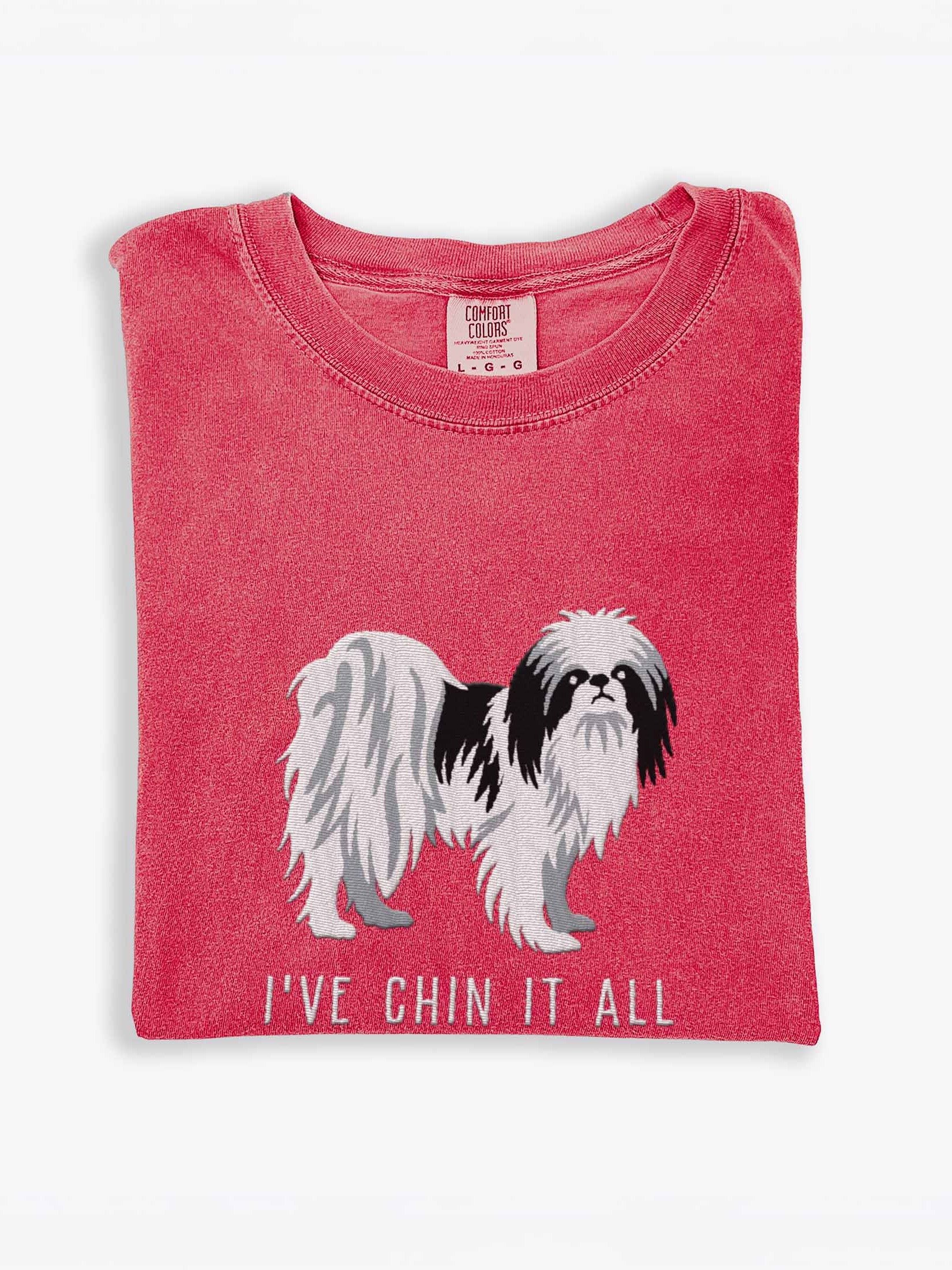 I've Chin It All T-Shirt(Embroidered) of a Japanese Chin(Black & White) product image (1)
