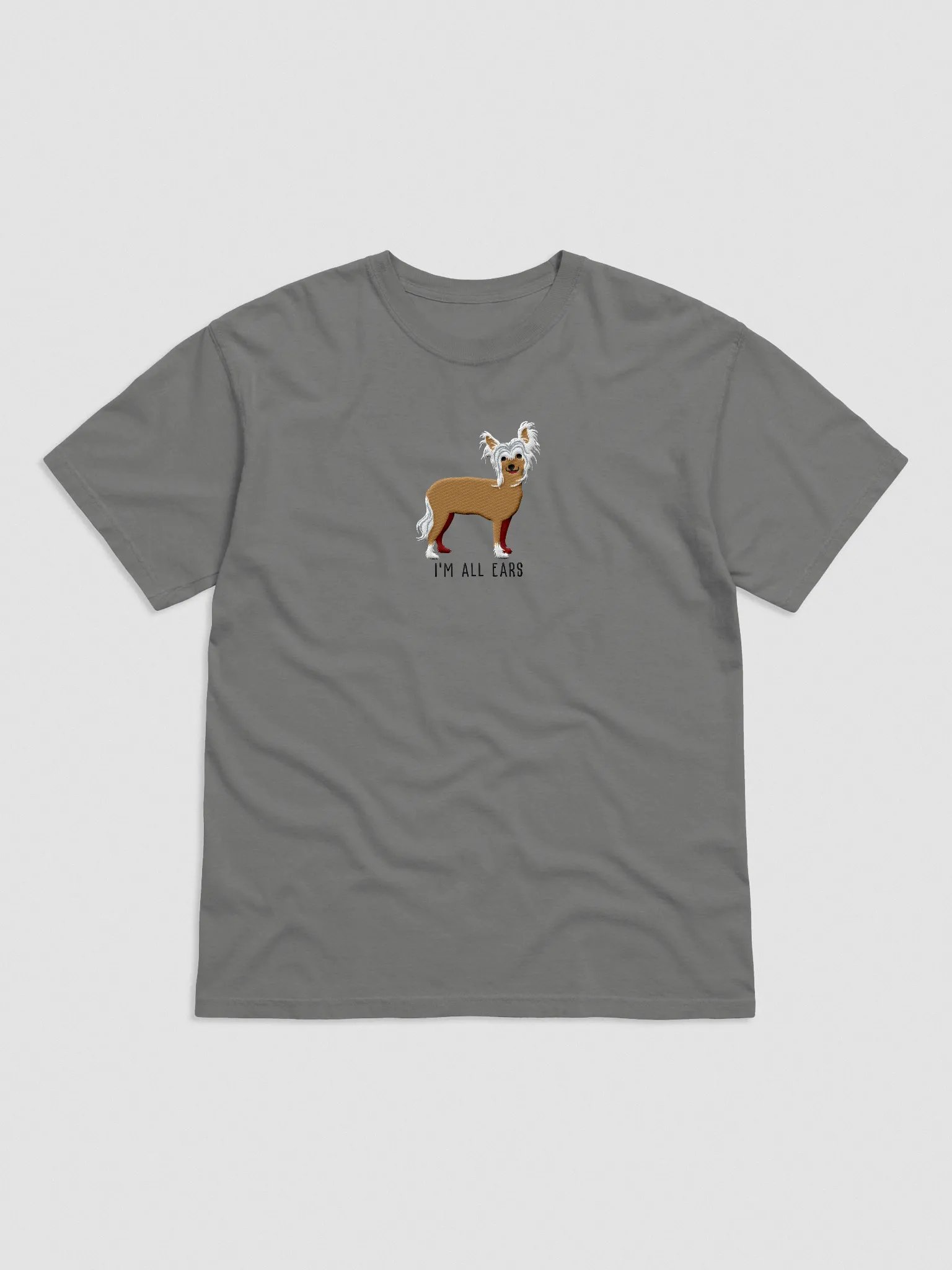 I'm All Ears T-Shirt(Embroidered) of a Chinese Crested Dog(Tan) product image (4)