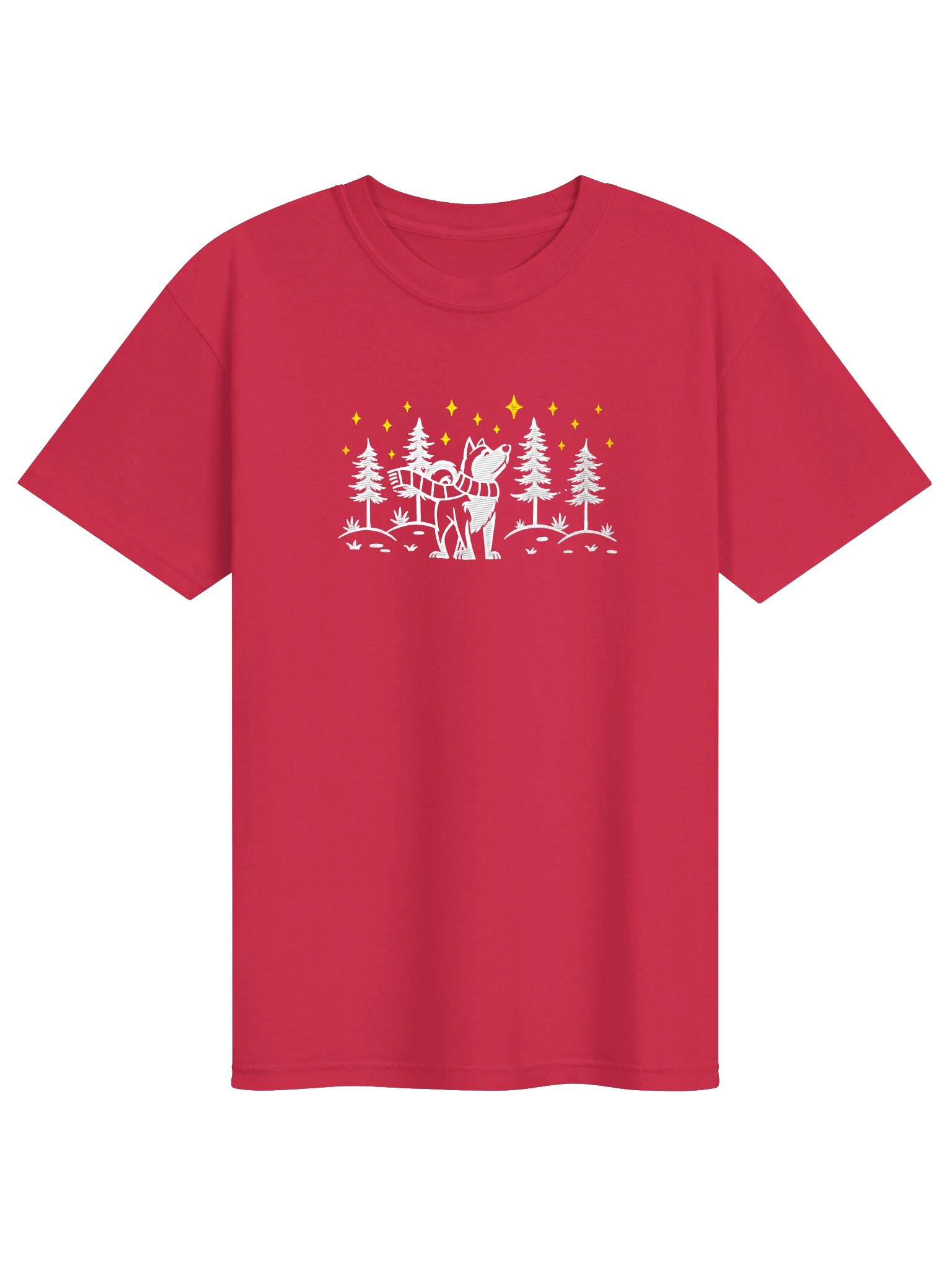 Alaskan Malamute Winter/Christmas Line Art Design Embroidered T-Shirt product image (1)