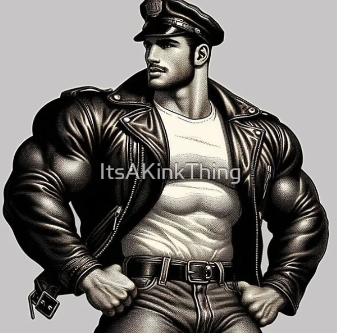 Gay 1940s Vintage Biker Muscle Power Tom of Finland Tribute Leather Pride Graphic Design product image (1)