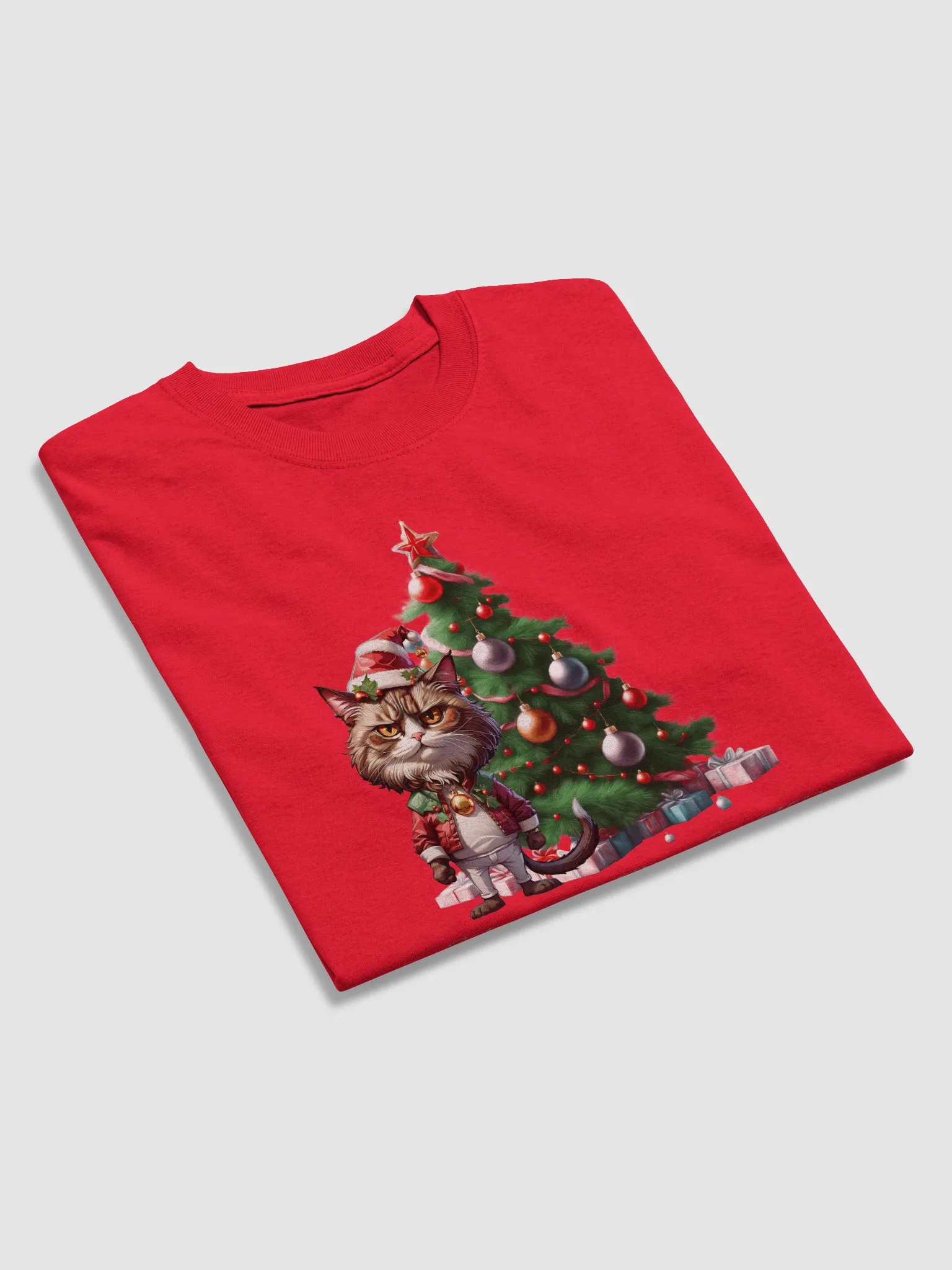 Merry & Bright AF Christmas Tee - Perfect Sarcastic Gift for Moody Cat Lovers! product image (4)