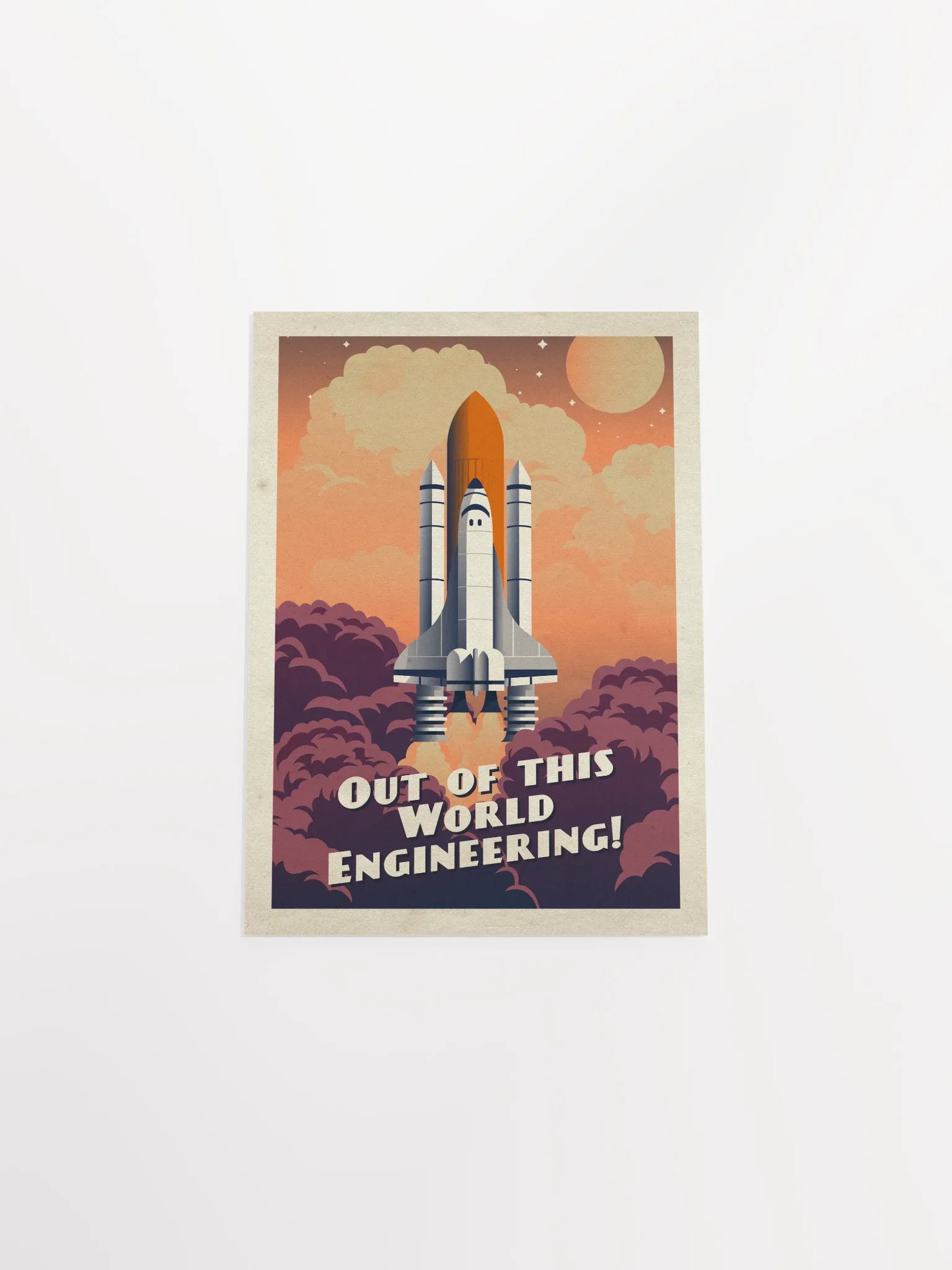Out of this world Engineering!, NASA Space Shuttle — Vintage space poster, retro space art, propaganda poster, retrofuturism art, retro sci-fi print product image (9)