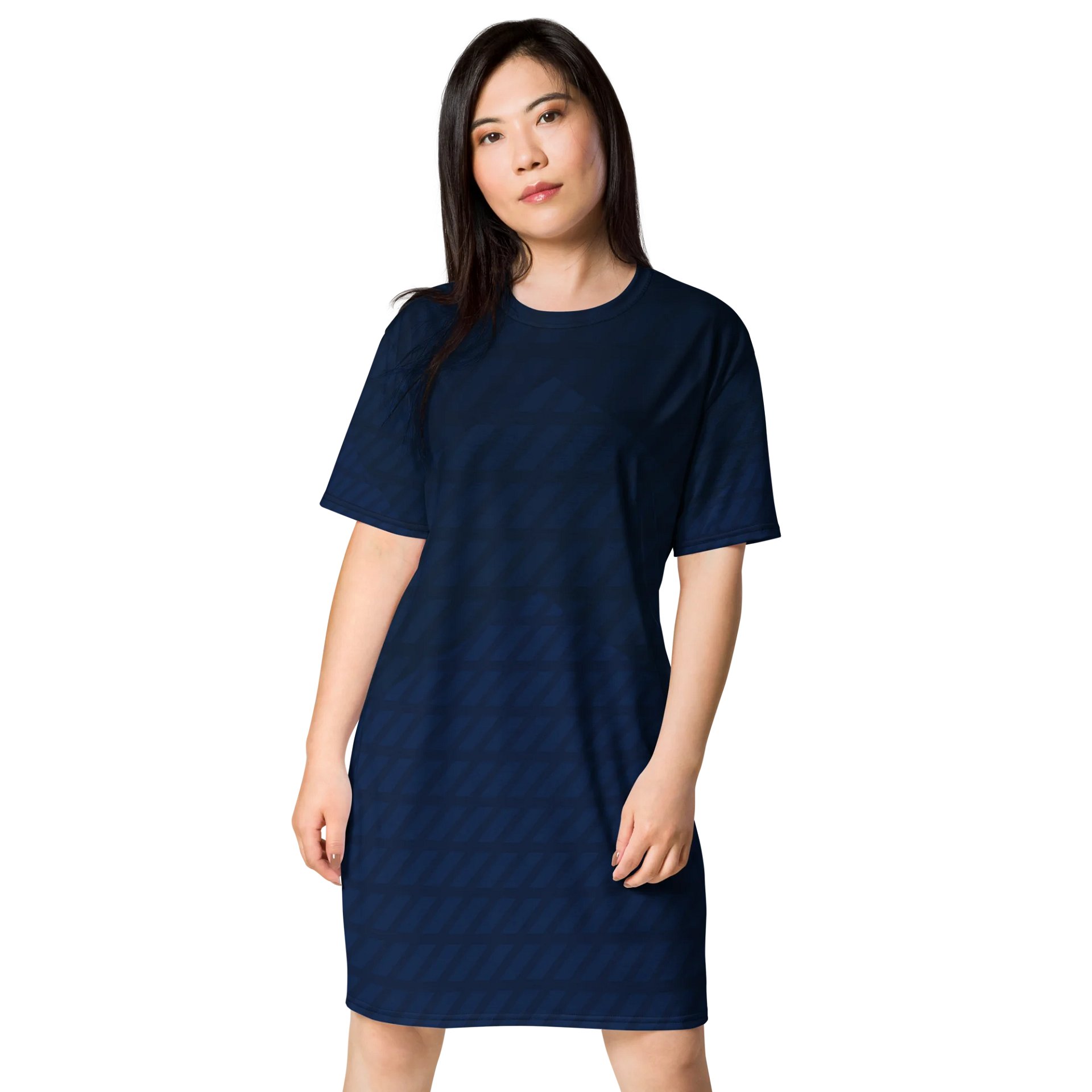 Exclusive Blue Oversized T-Shirt Dress with Diagonal Stripes - Sizes 2XS-6XL product image (1)