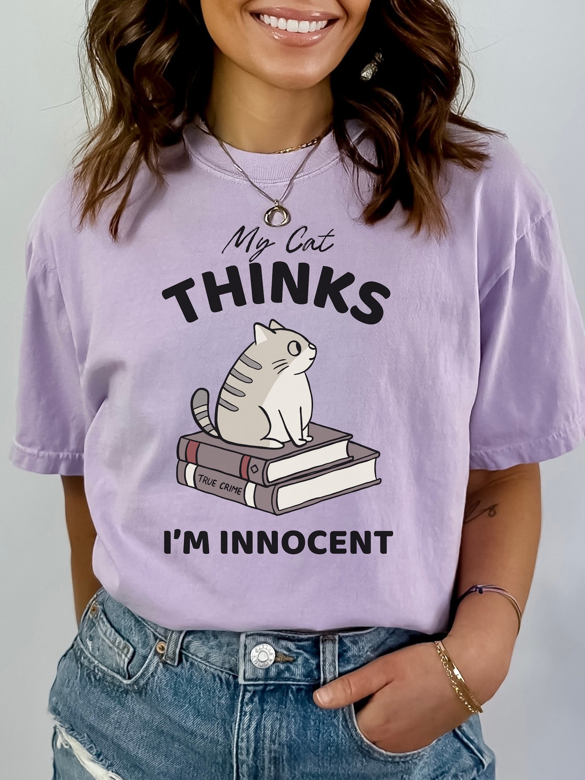 Hand-drawn Purr-fect Gift for Cat Moms Who Love Murder Mysteries - True Crime Graphic Tee product image (11)