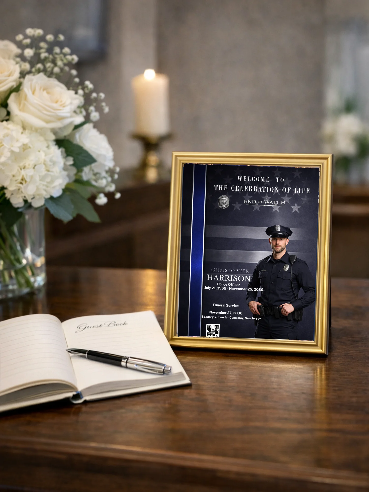 Police Memorial Welcome Sign - Thin Blue Line Canva Template product image (3)