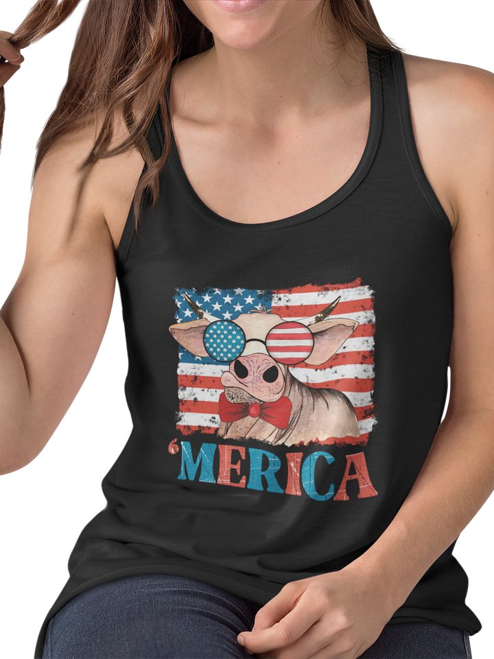 Patriotic Flowy Muscle Tank Featuring Merica the cow product image (18)