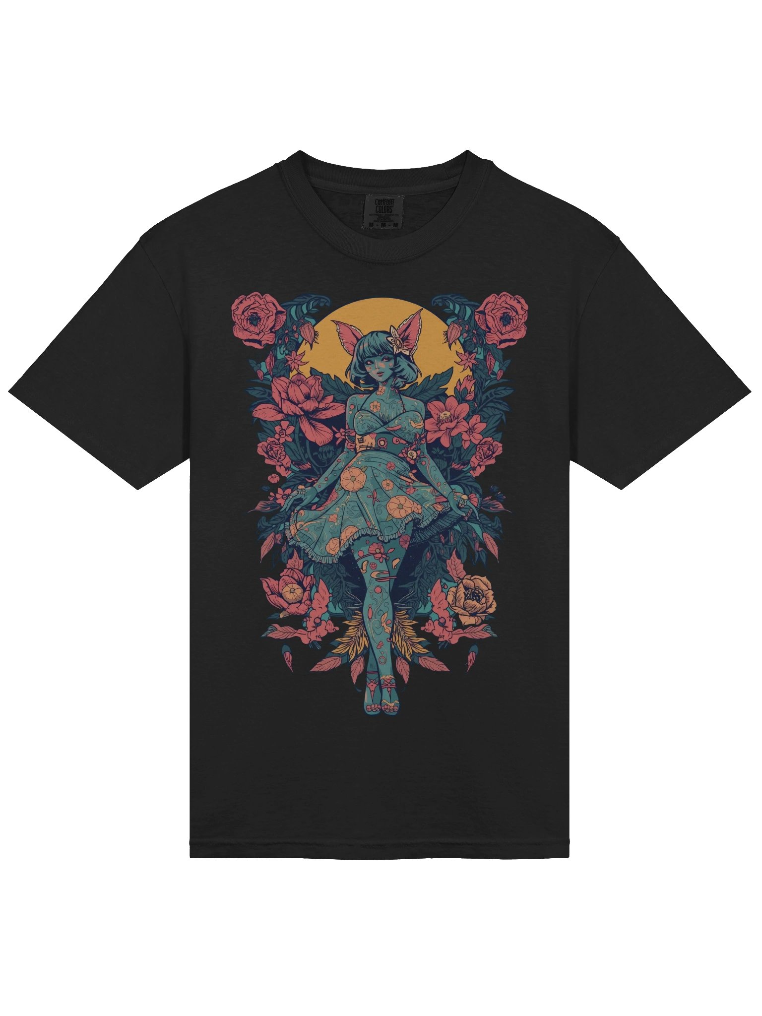 Floral Halo Cat‑Girl Heavyweight Tee product image (3)