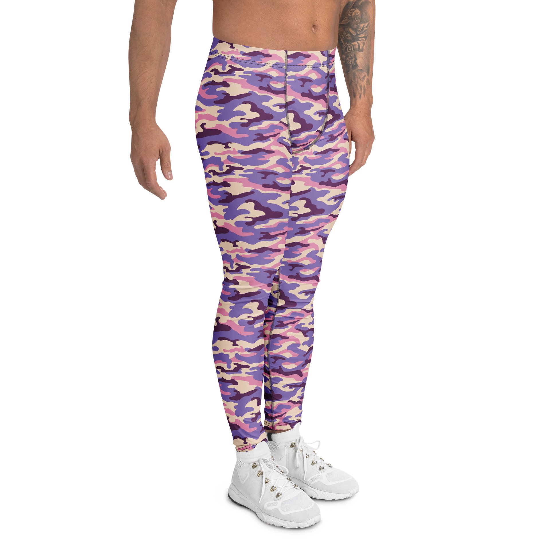 Bold Purple Military Camouflage Men's Leggings product image (3)