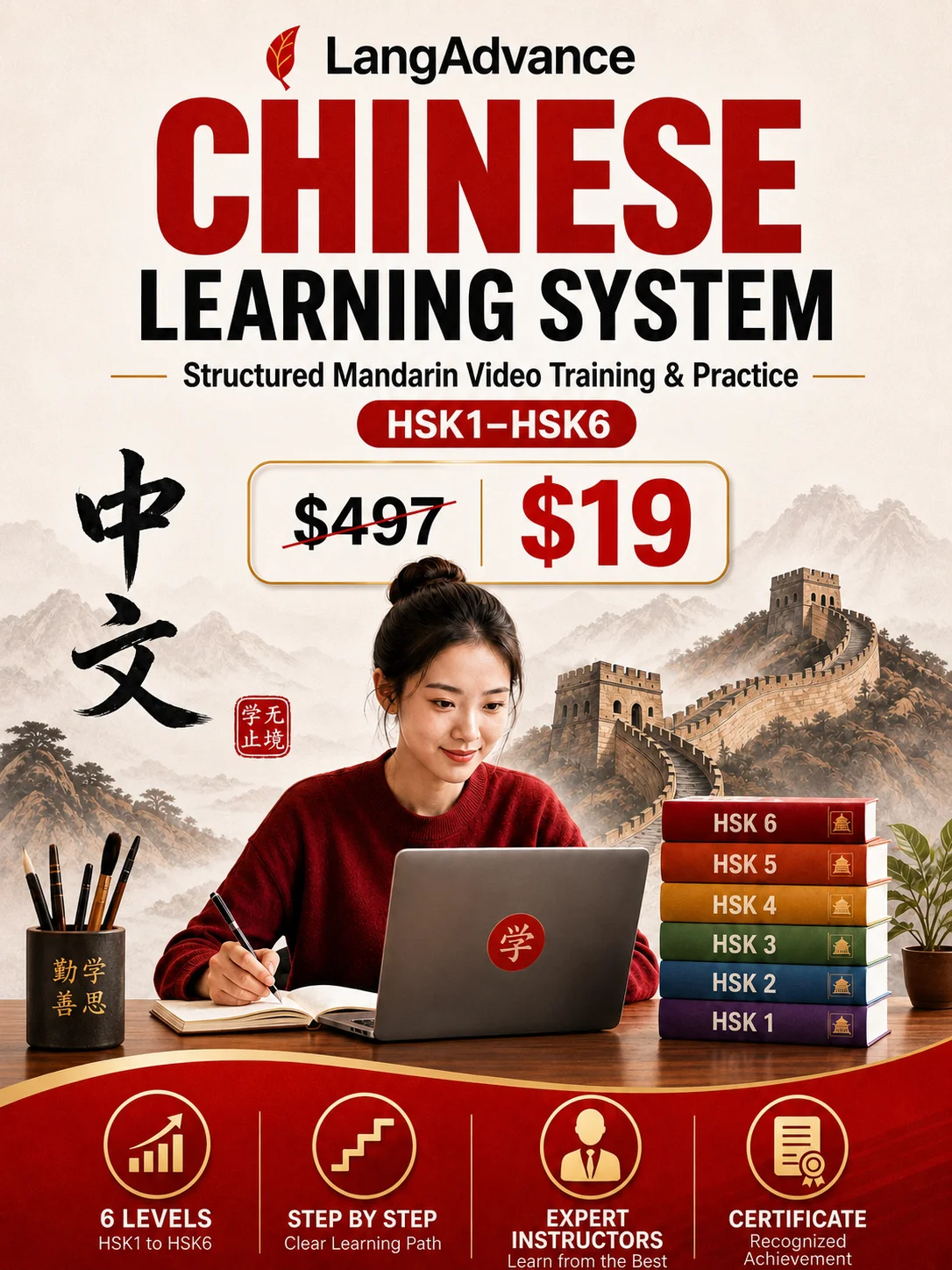 Chinese Learning System 🇨🇳 | Structured Mandarin Video Training & Practice (HSK1–HSK6) product image (1)