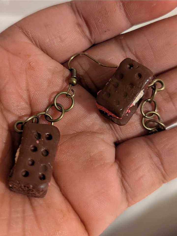 Neapolitan Ice Cream Sandwich Earrings – Handmade Polymer Clay product image (1)