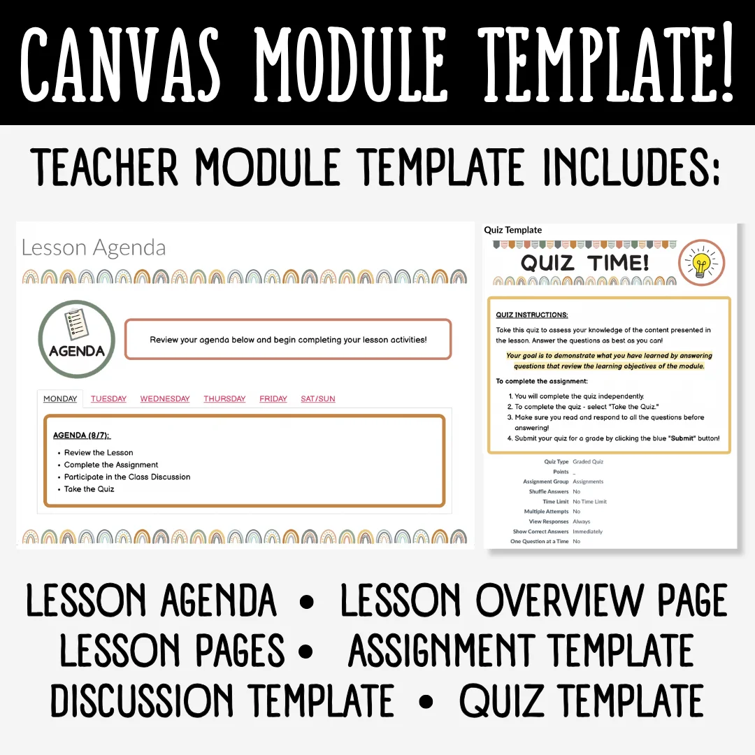 Canvas LMS Template - MODULE - Boho Rainbow - 100% Customizable product image (2)