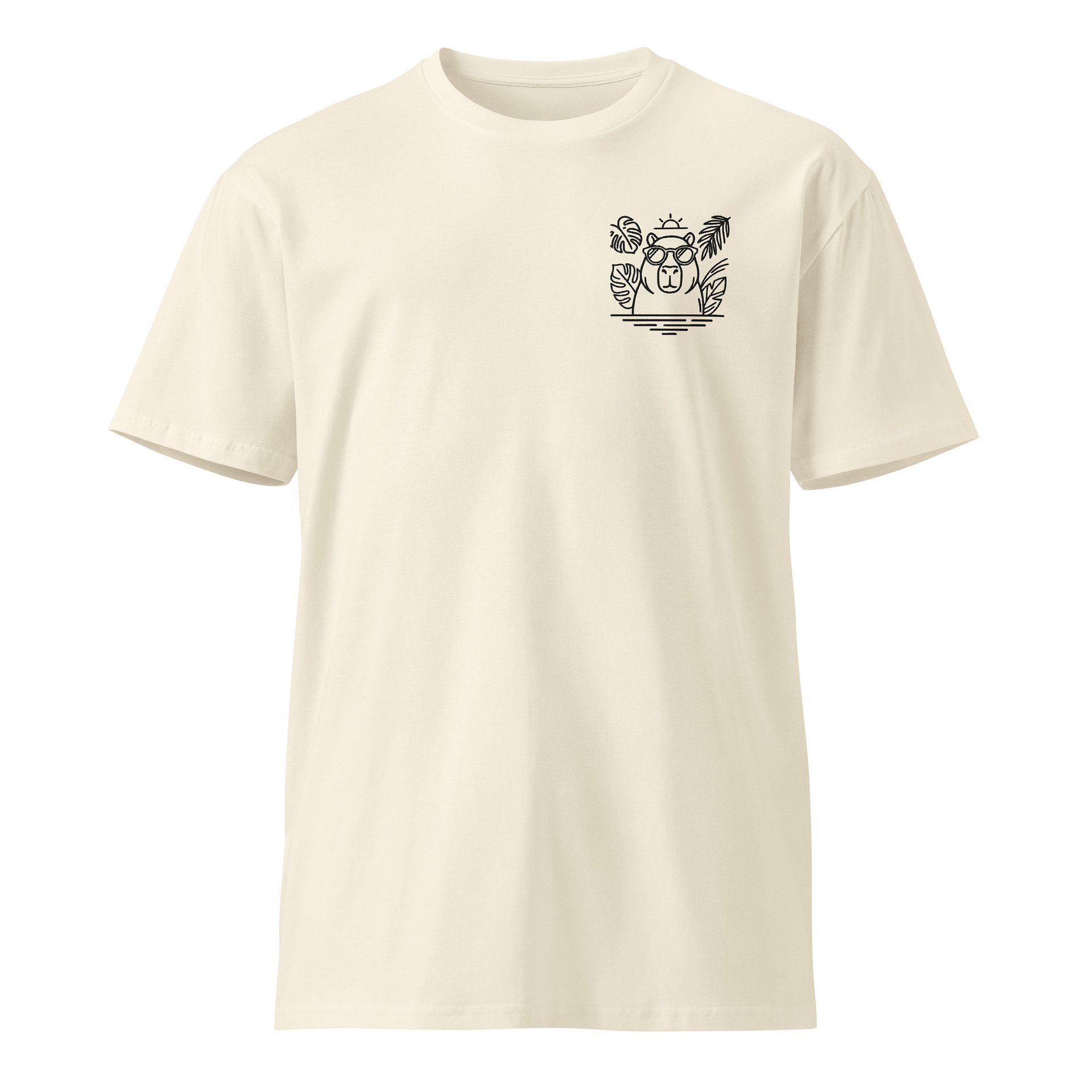 Quiet Tropics Embroidered Capybara Tee - Premium Combed Cotton Crewneck in Minimalist Luxury Style product image (1)