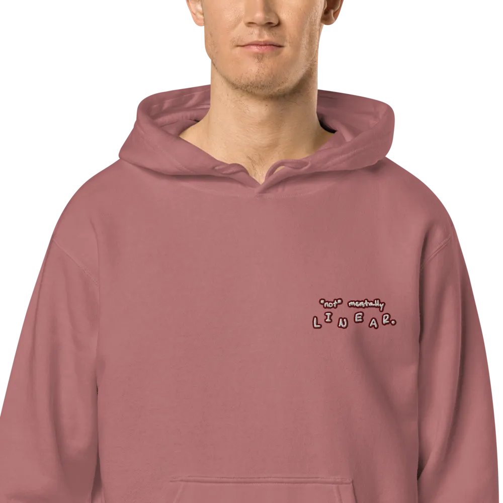 *not* mentally linear (L.C. maroon bubble design 2) embroidered pigment hoodie product image (1)