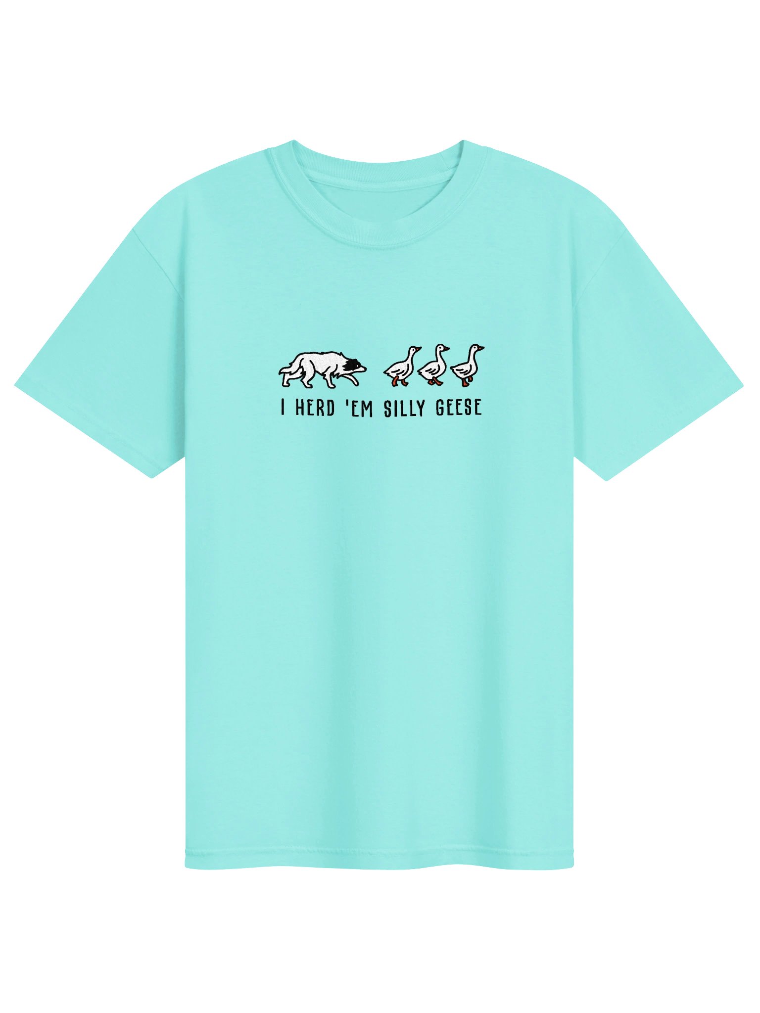 I Herd 'Em Silly Geese T-Shirt(Embroidered) of a Border Collie(Black & White 2) product image (4)