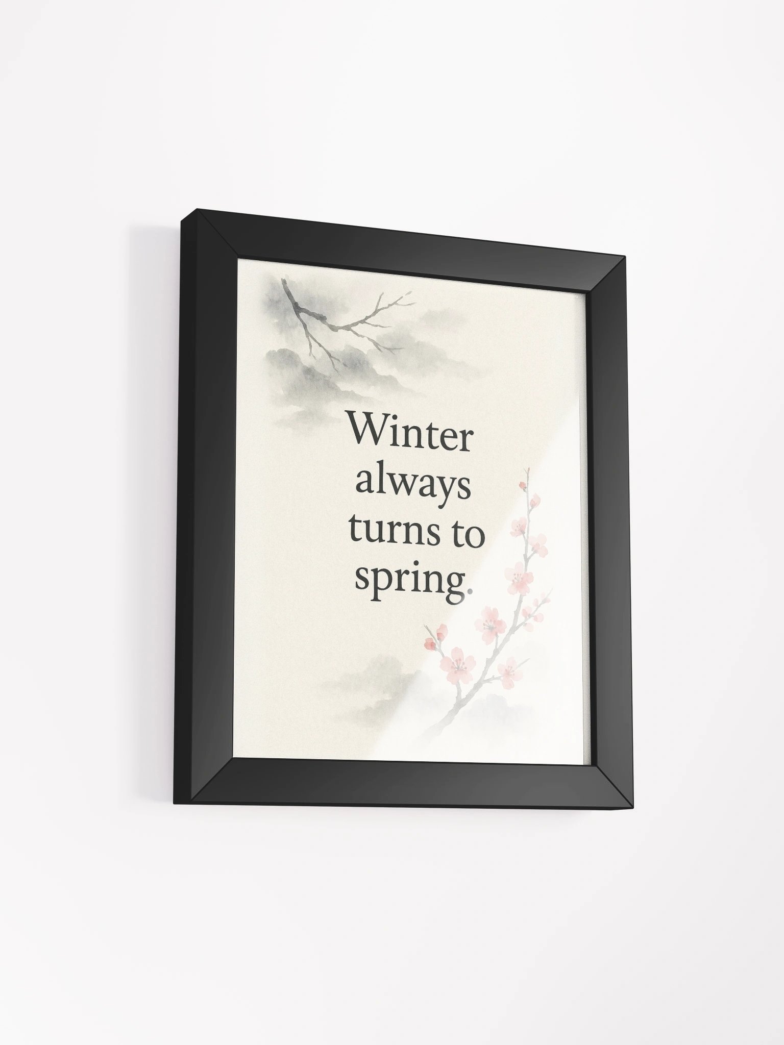 Winter Always Turns to Spring – Nichiren Buddhism Inspirational Wall Art – Japanese Sumi-e Style Print for Home or Altar product image (2)