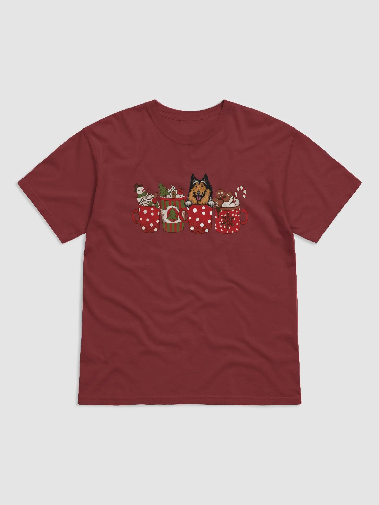 Cute Rough Collie in a Christmas Cup T-Shirt | Funny Christmas Pup in a Cup product image (4)