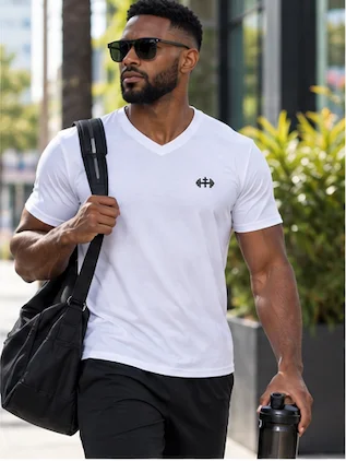 His House Mens Performance V-Neck T-Shirt - White by His House
