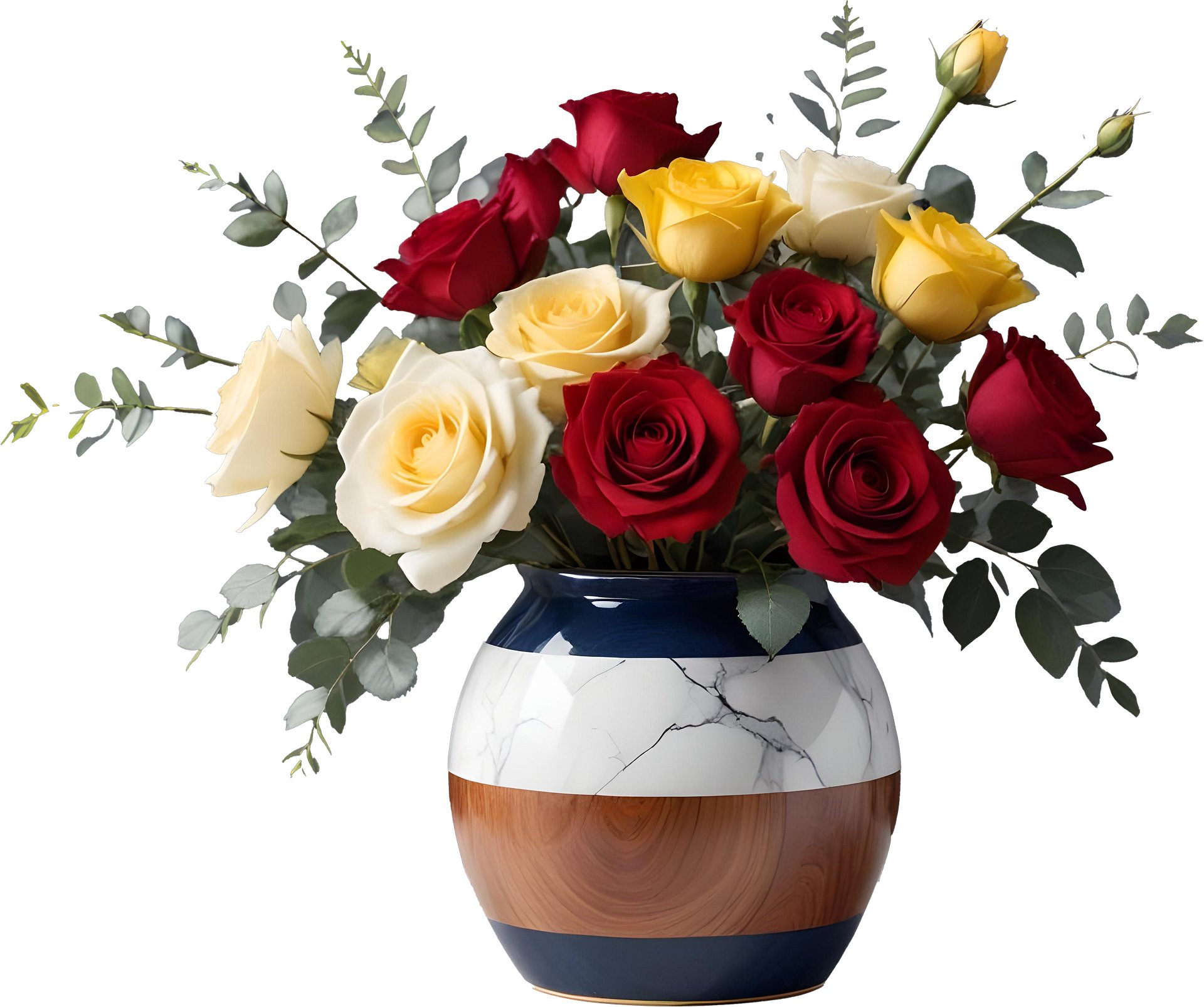 Shabby Chic – Marble Eternal Vase with Vibrant Floral Arrangement product image (1)