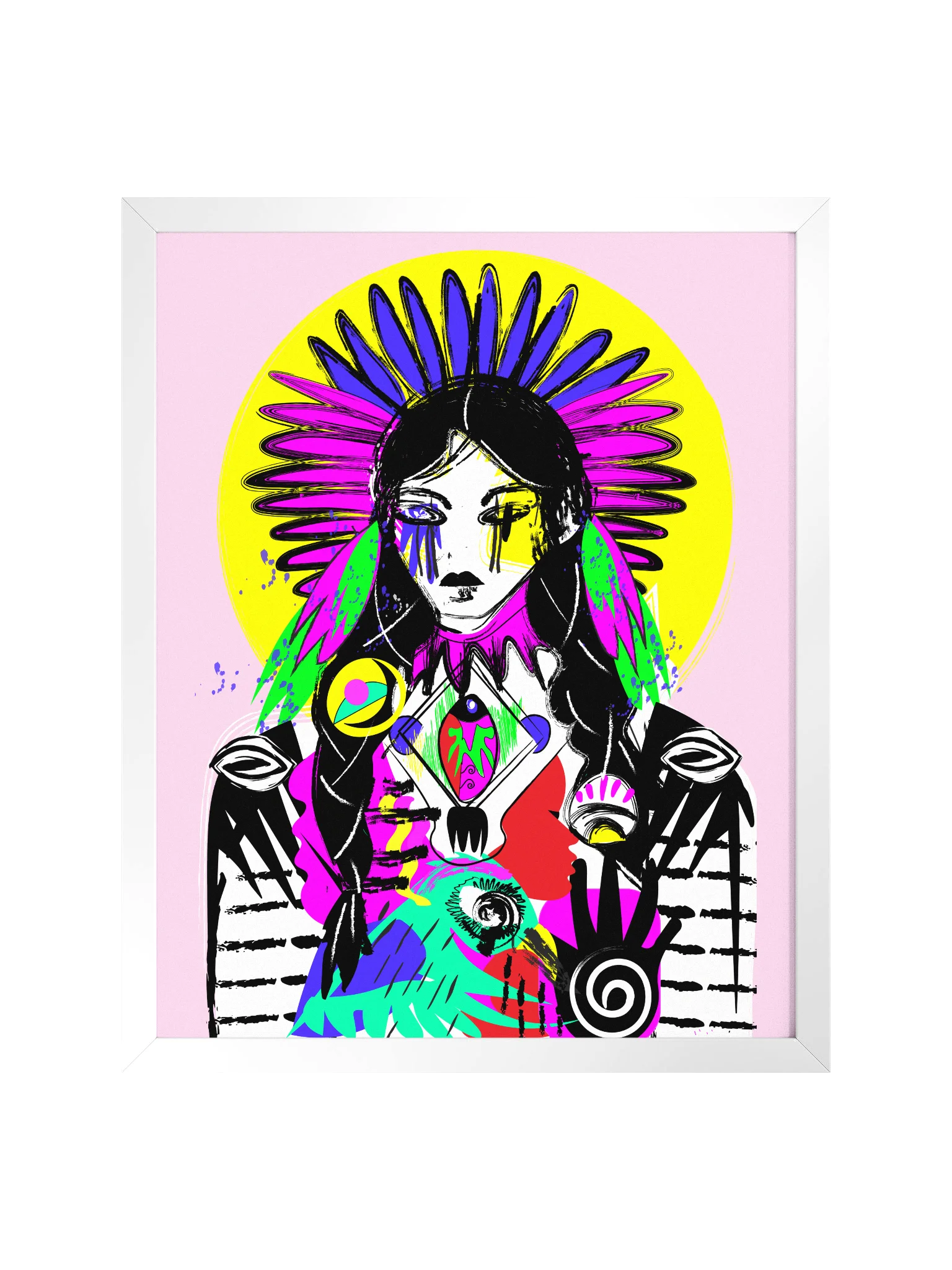 Framed Poster Wall Art: Keeper of many worlds | pink background product image (1)