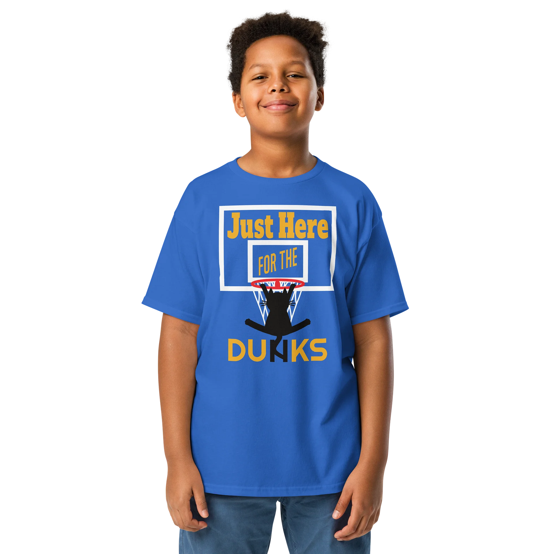 Basketball Cat (Just Here for the DUNKS) - Unisex Youth Heavyweight T-shirt product image (4)