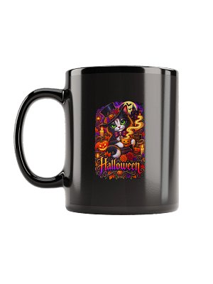 Black Cat Halloween Mug – Witchy Cat Coffee Cup