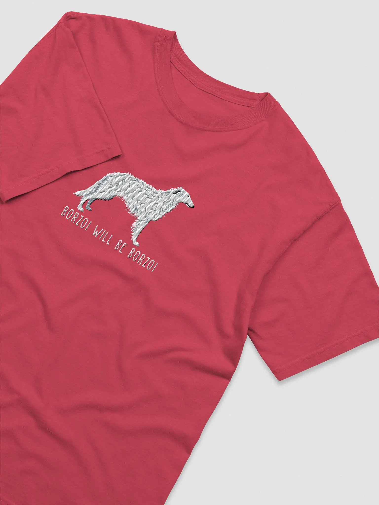 Borzoi Will Be Borzoi T-Shirt(Embroidered) of a Borzoi(White) product image (6)