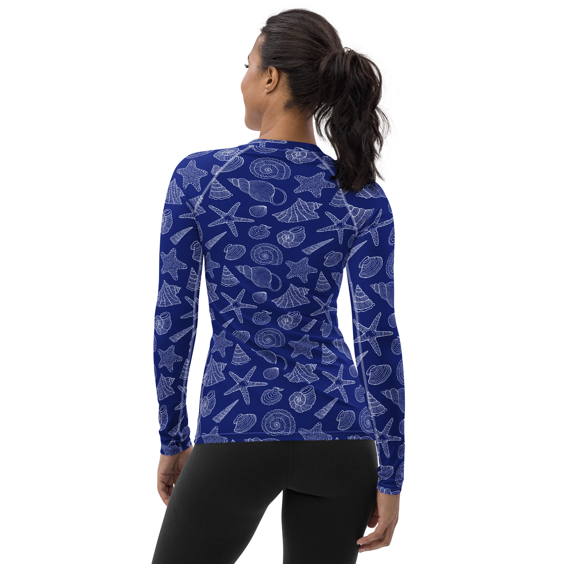 Coastal Ocean Shells Print Women's Rash Guard product image (2)