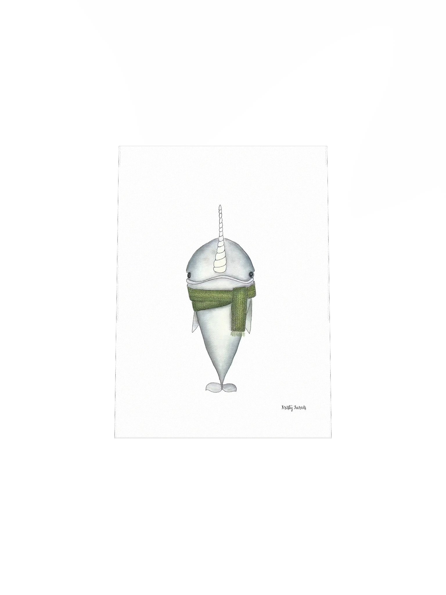 Watercolor Narwhal Print product image (4)