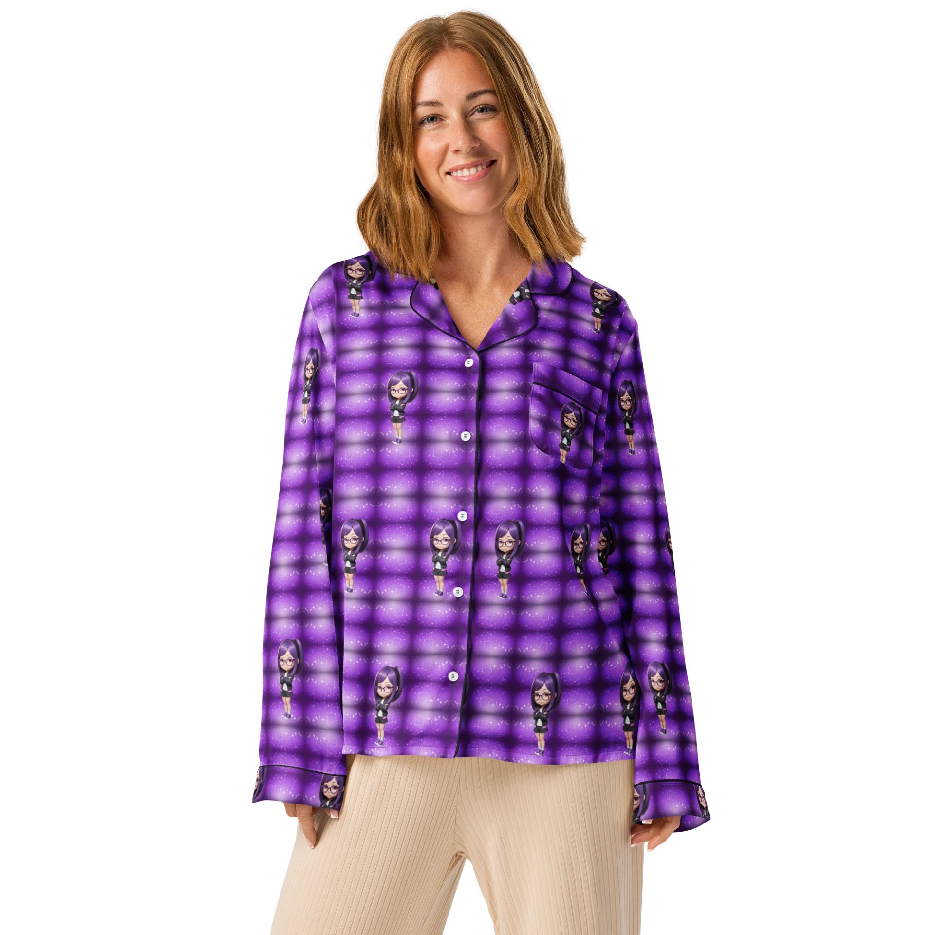 (Purple CHIBI) K Women's Long Sleeve Pajama Top product image (1)