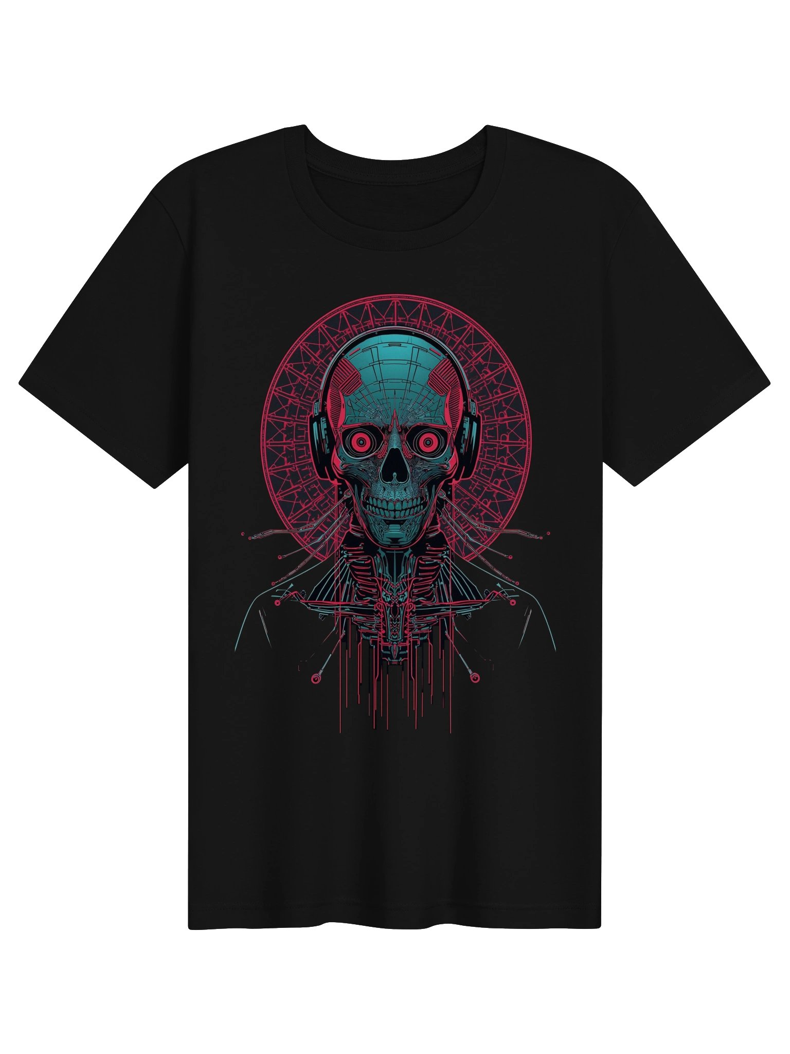 Neon Skull Circuit Lightweight T-Shirt product image (1)