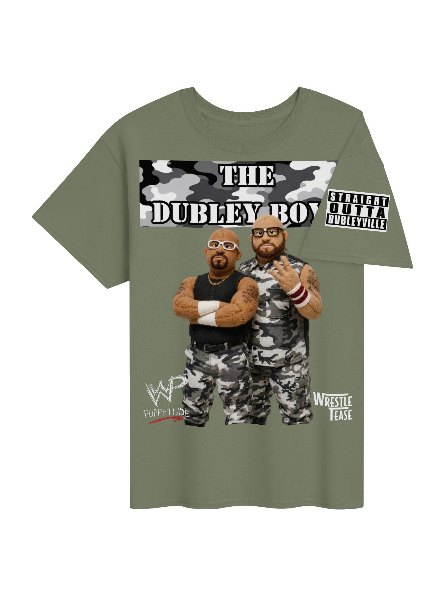 The Dubley Boys Tee V1 Military Green or Black w/ Sleeve print product image (2)