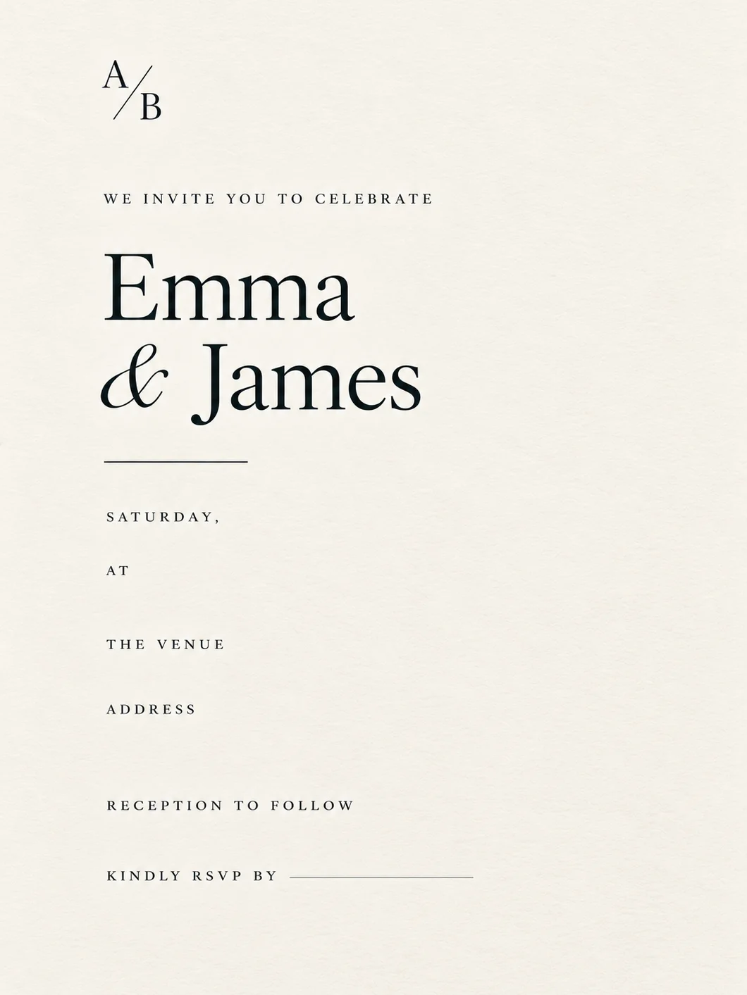 Minimalist Wedding Invitation Template, Editable Canva Invite, Modern Serif Typography Wedding Invitation, Printable Download product image (1)