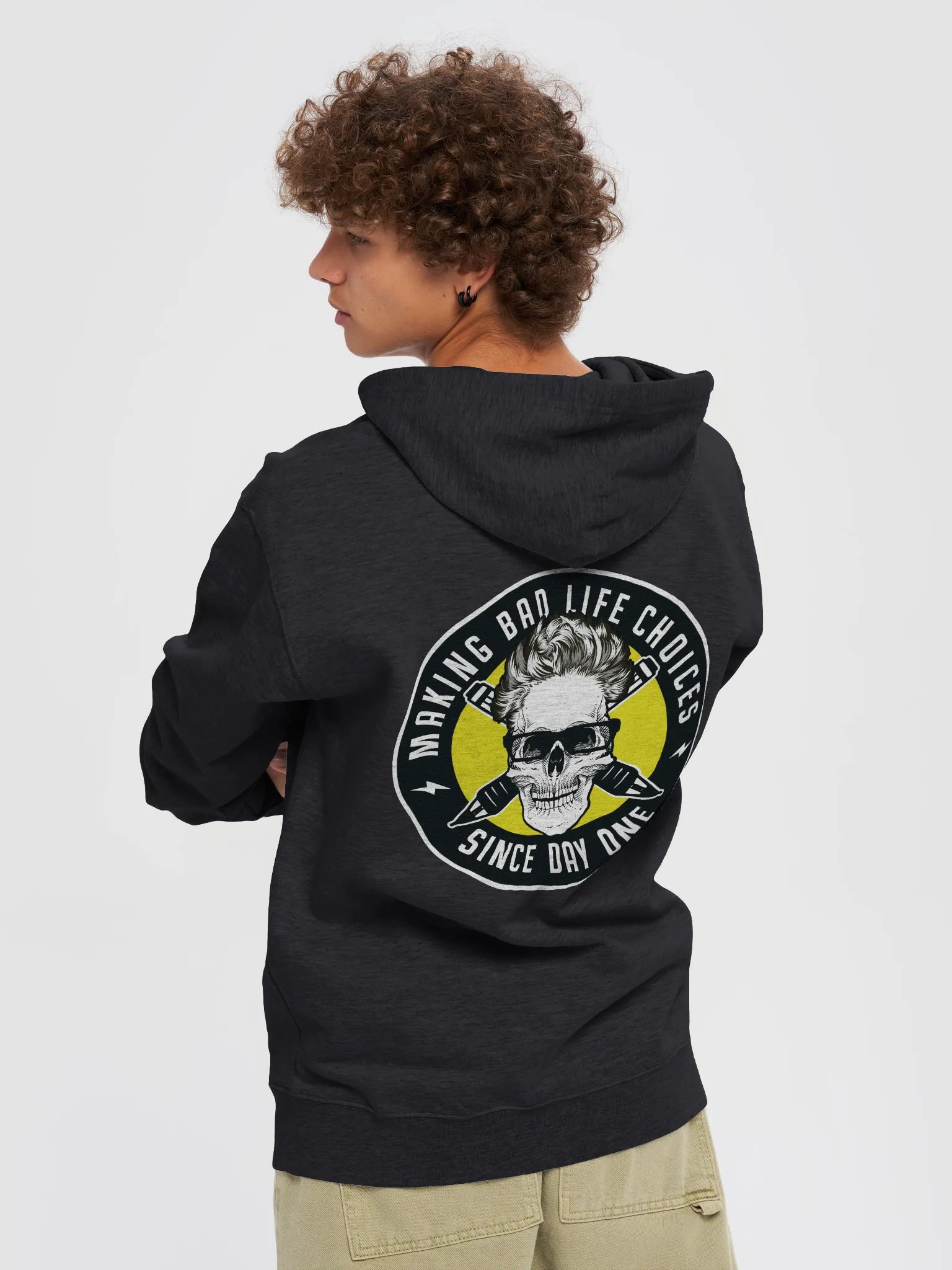 BAD CHOICES Fleece hoodie FULL rubber Patch on back product image (1)