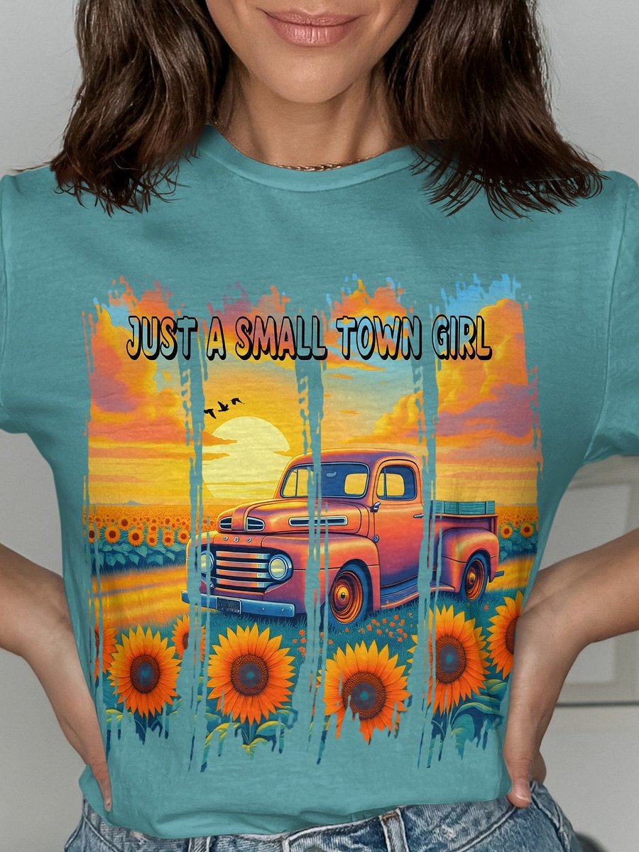 Just a Small Town Girl Tshirt | Rustic Brushstroke Tee | Farmhouse Girl T-Shirt product image (1)