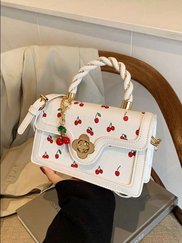 ADLEST | Vintage Cherry Print Small Square Crossbody Bag product image (1)