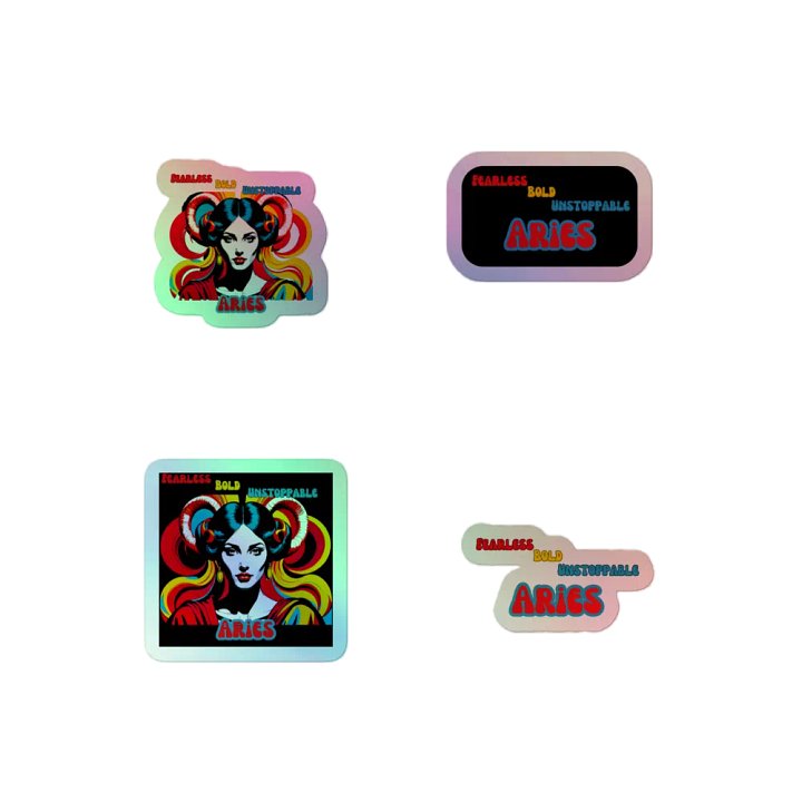 Aries 2025, Fearless, Bold, Unstoppable, Holo Sticker Pack product image (2)