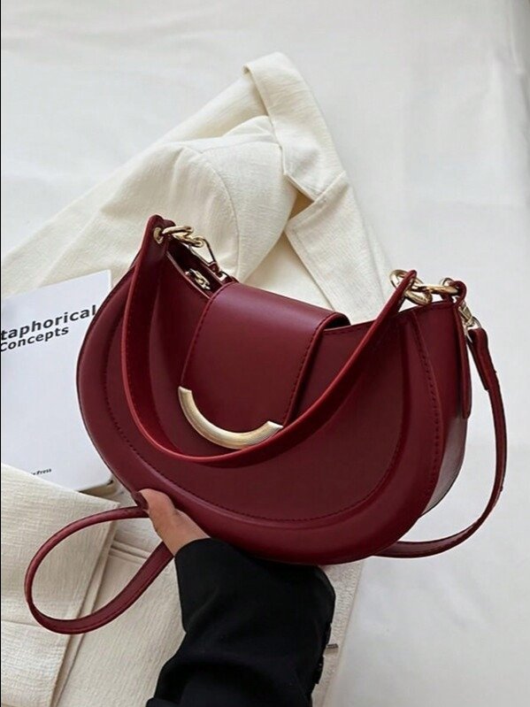 Red PU Leather Crossbody Bag Magnetic Snap | ADLEST product image (1)