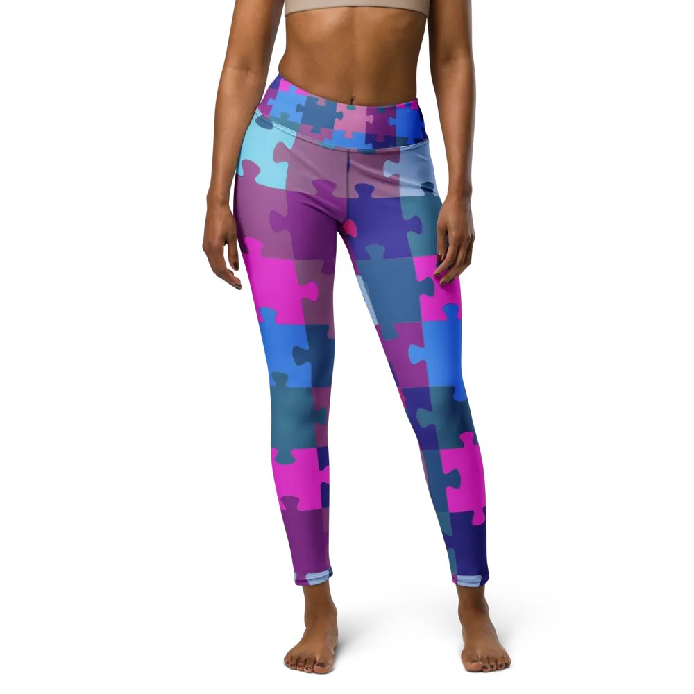Multi-Colored Geometric Puzzle Pattern Yoga Leggings product image (4)