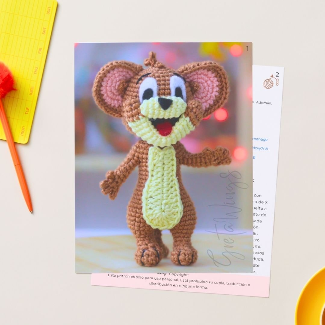 Jerry Amigurumi Ratón de ganchillo- Colección Clásica GretaWings product image (5)